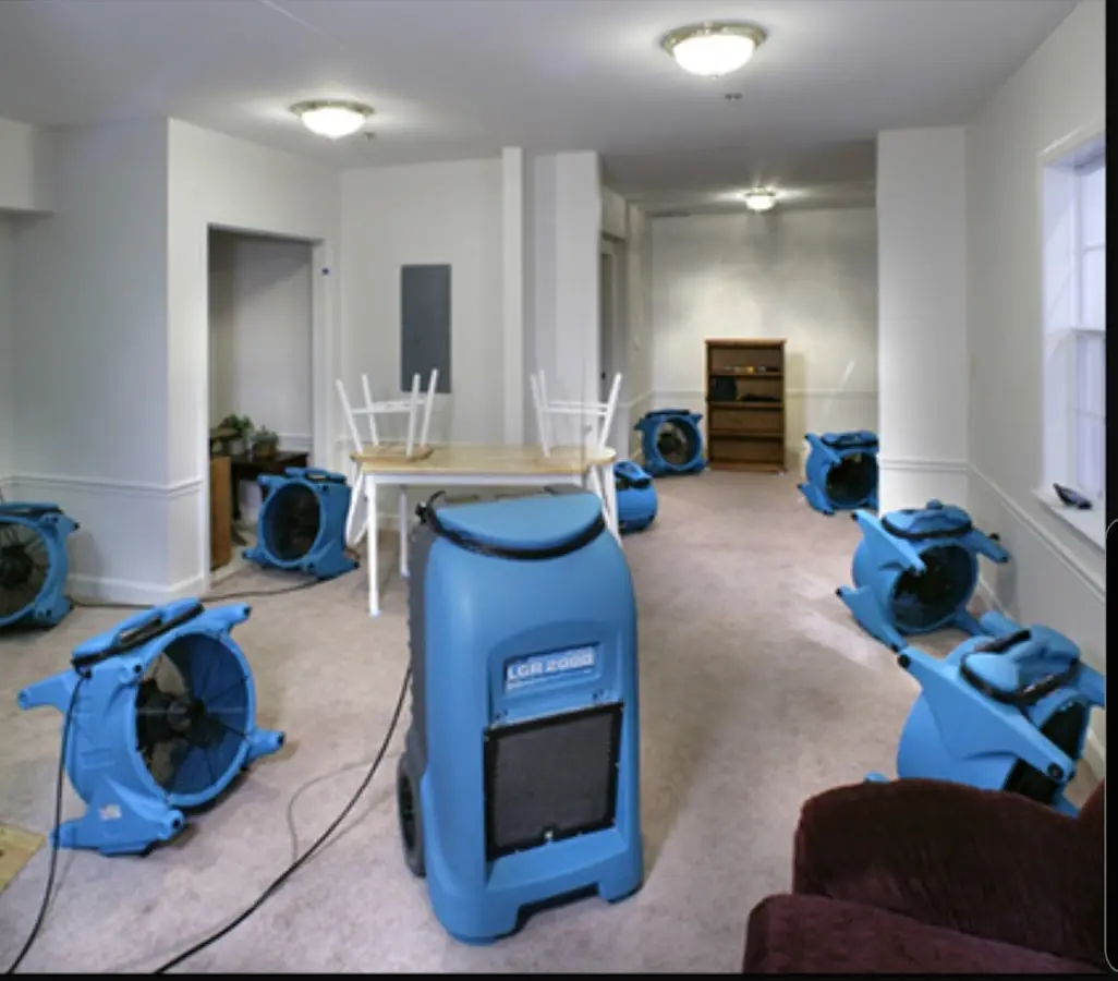 Air movers and dehumidifier setup for Water Extraction & Removal in St. Petersburg